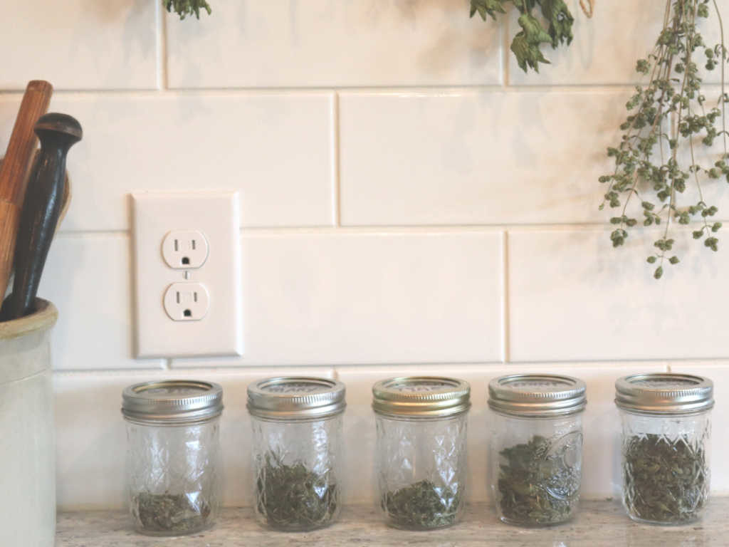 Store dry herbs in mason jars