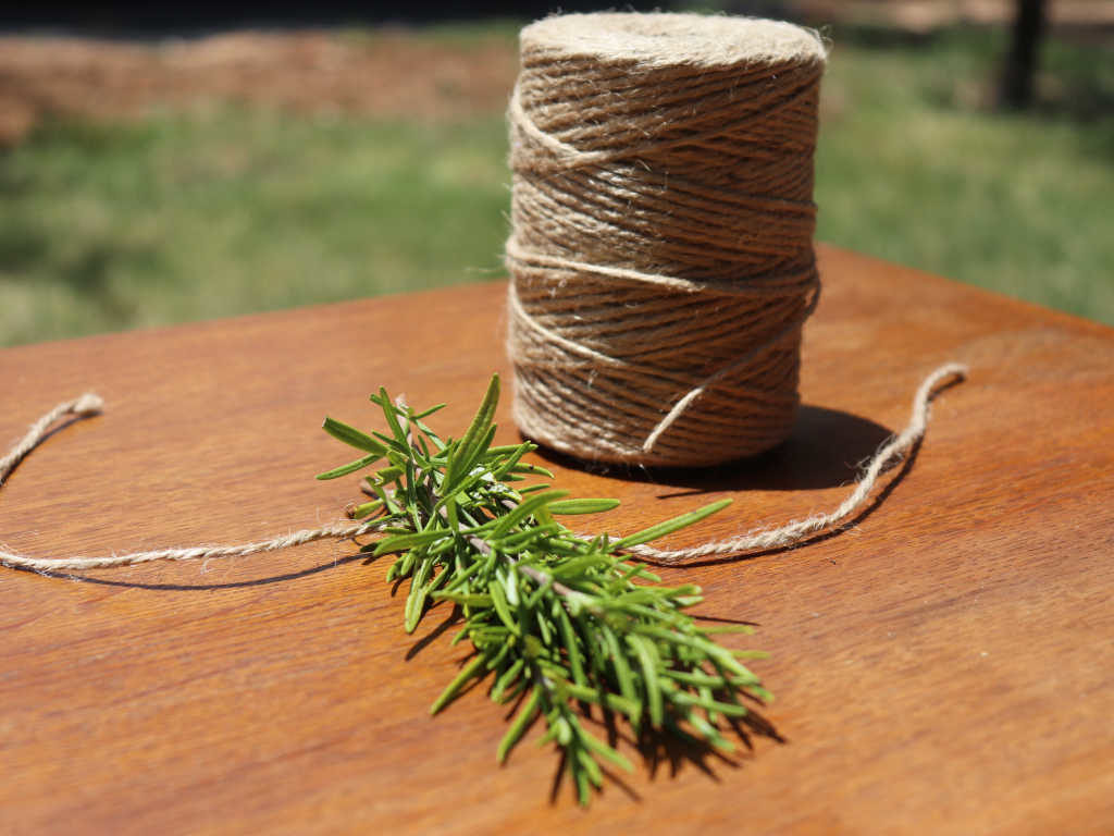 Tie up herbs with twine and hang to air dry