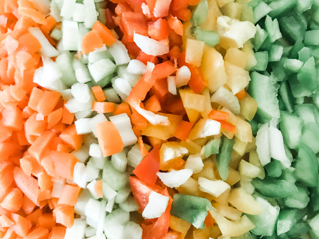 Colorful chopped veggies