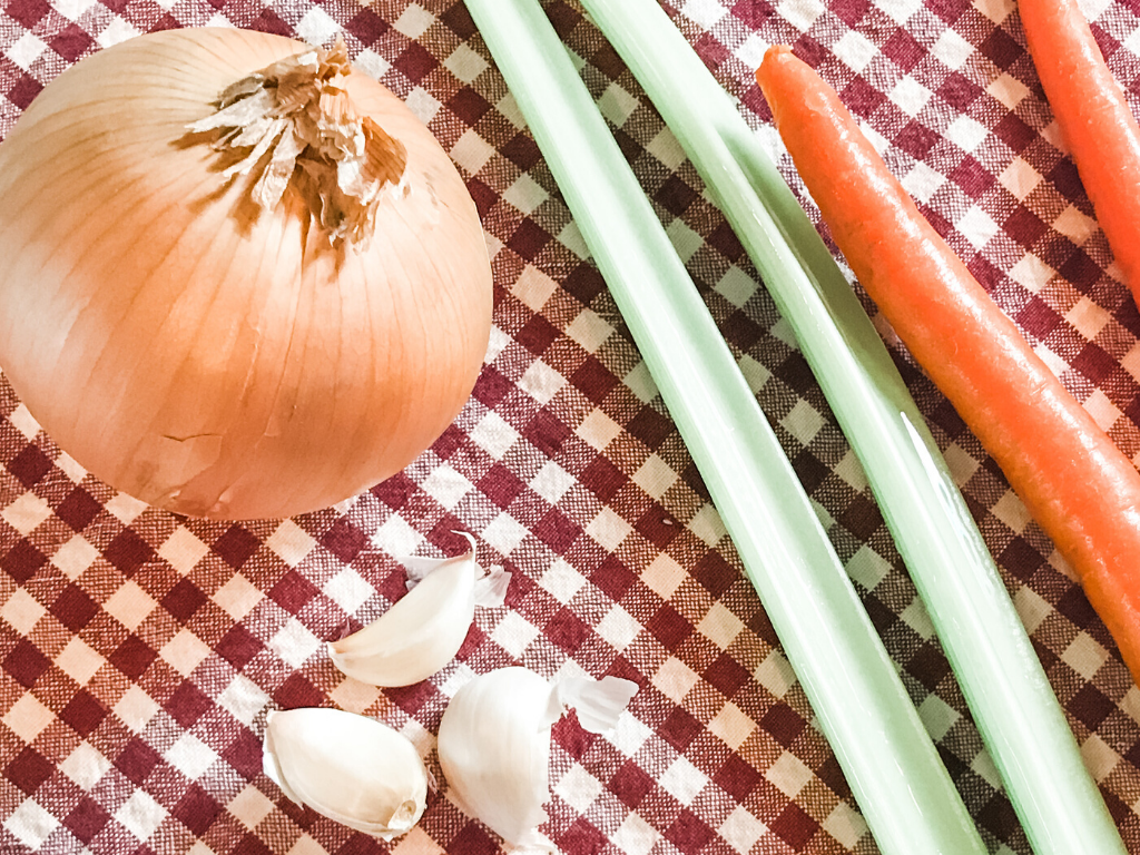onion garlic celery and carrots