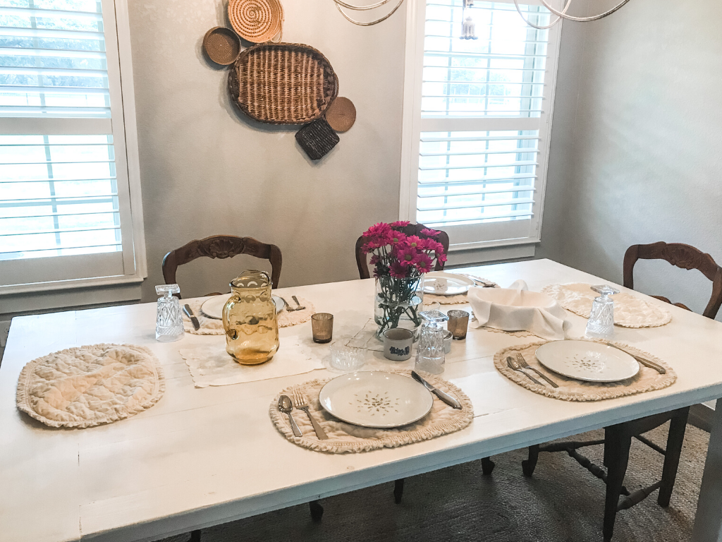 Preset dinner table for small dinner party 