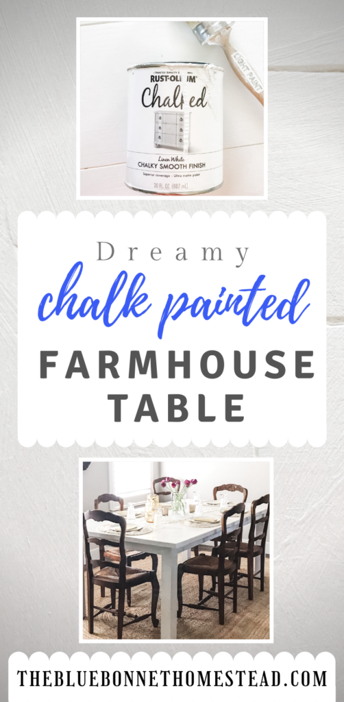Chalk Painted White Farmhouse Table Pin