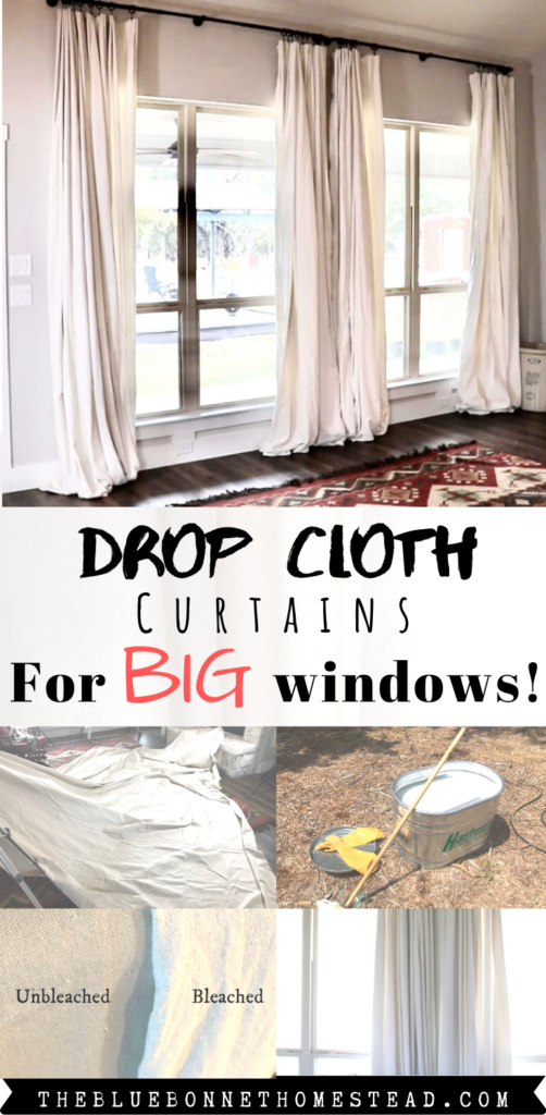 Drop cloth curtains for BIG WINDOWS pin