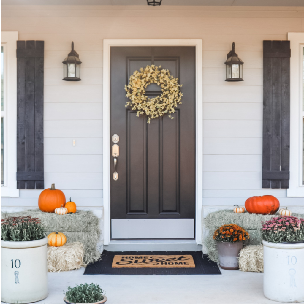Fall Front porch decor Door Entry Decor yellow wreath black door